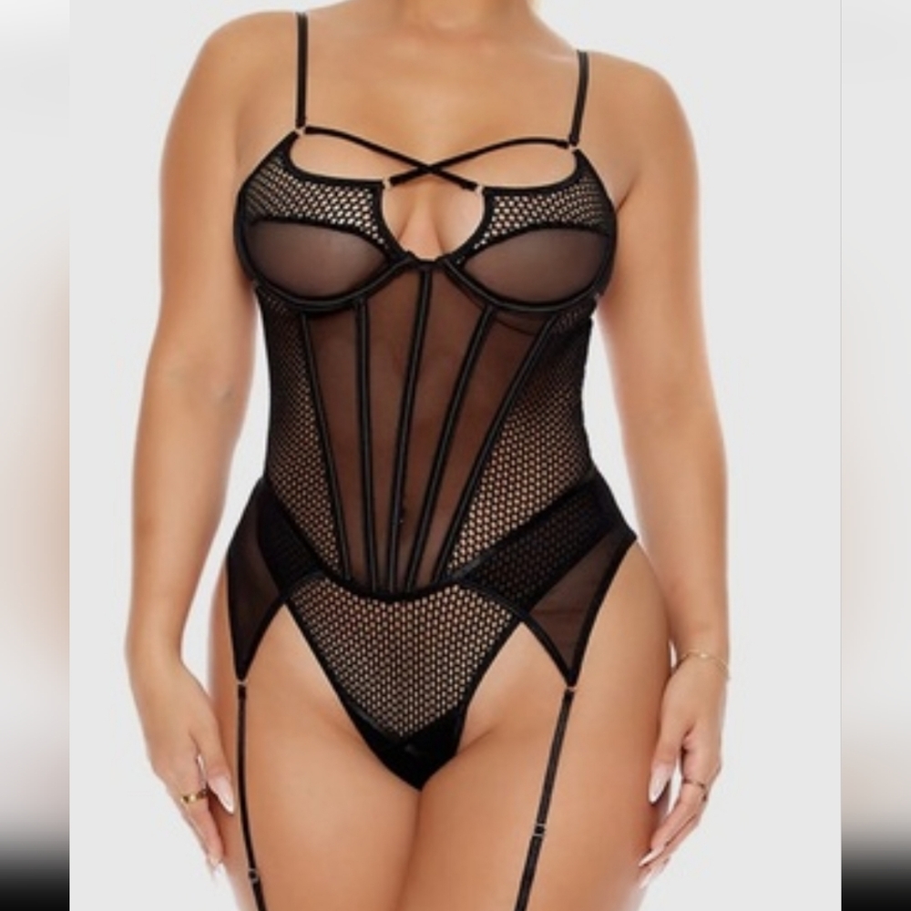 !! Final Price!! Fishnet & Mesh Lingerie/Bodysuit w/ Garters